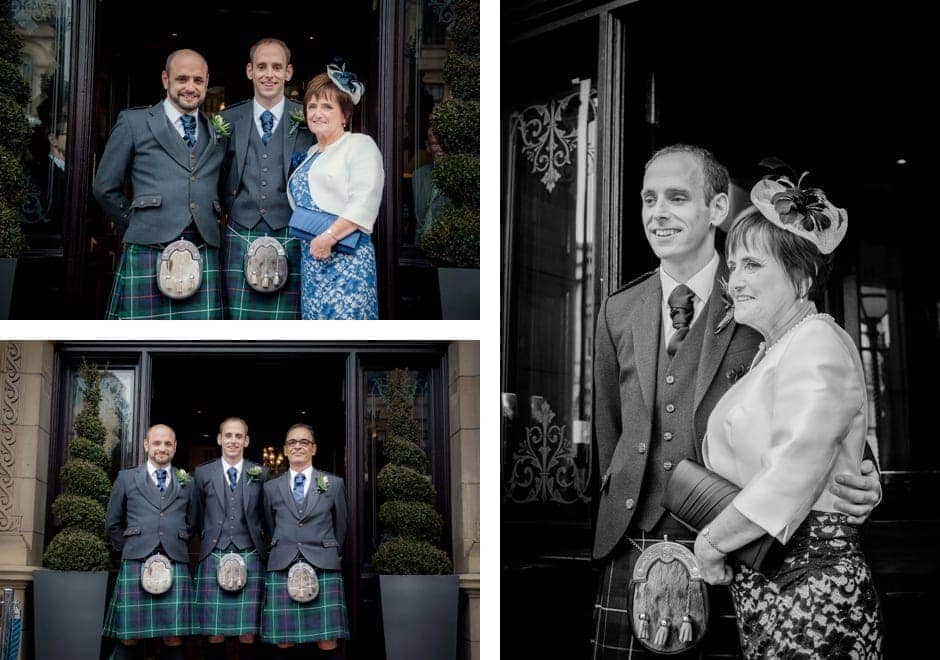 groom with his family at a wedding at the Balmoral, Edinburgh