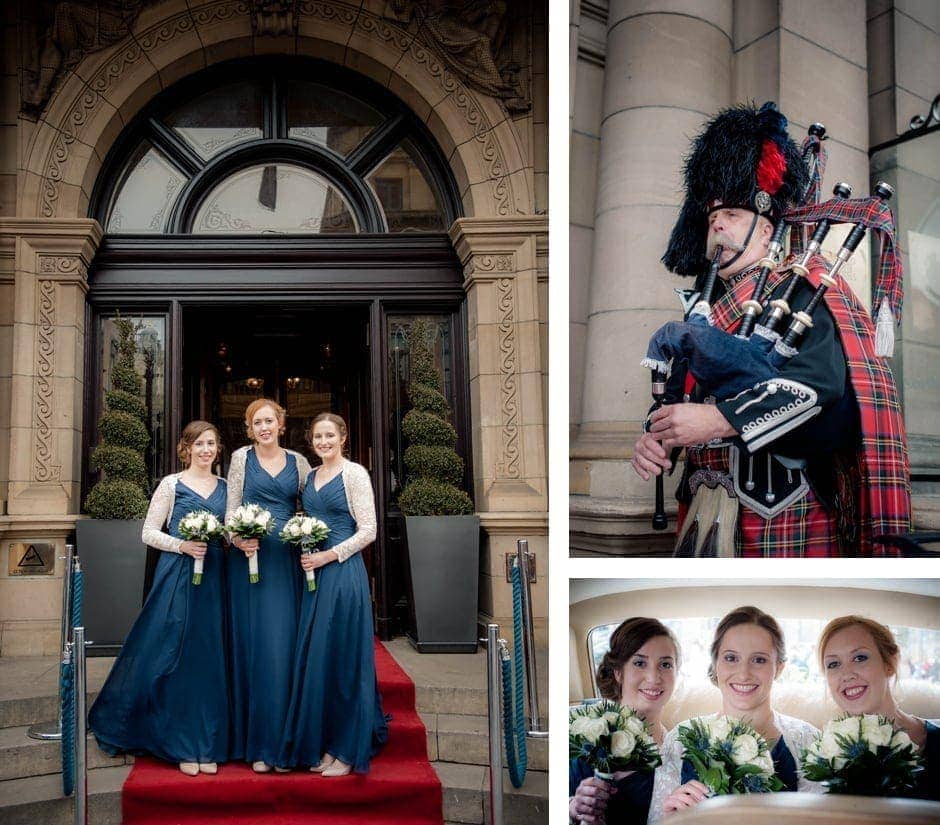 bridesmaids arrive at the Balmoral in Edinburgh for a wedding