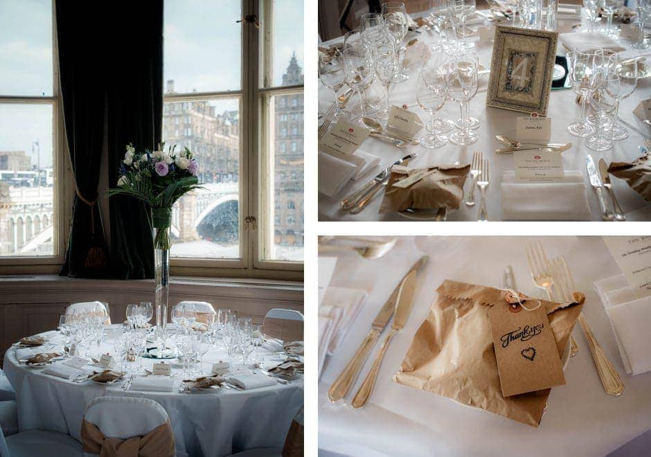 weddingbreakfast at the Balmoral Hotel in Edinburgh