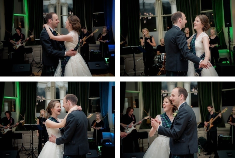 bride and groom perform their first dance at the Balmoral in Edinburgh